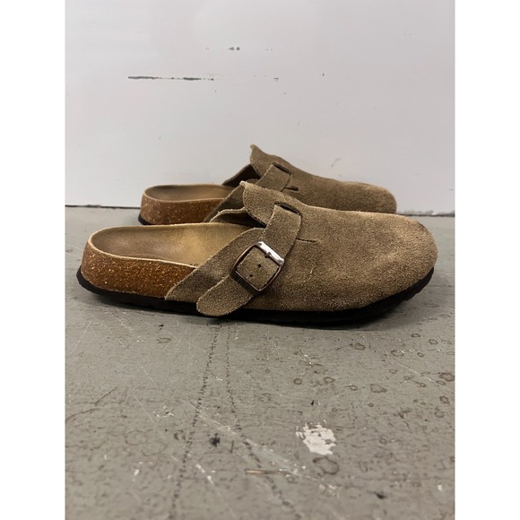 Birkenstock Shoes - Birkenstock Betula Boston Clogs Unisex M7/W9 Taupe Suede Slip On Casual Shoes